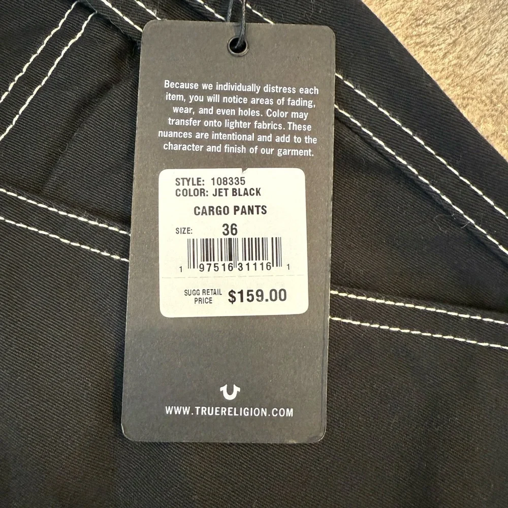 True Religion Black Cargo Pants